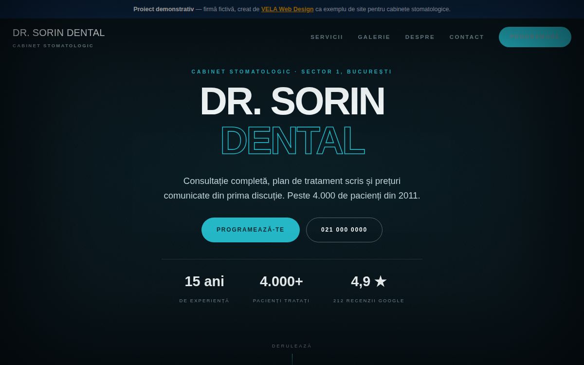 Pagina demonstrativă pentru cabinetul Dr. Sorin Dental